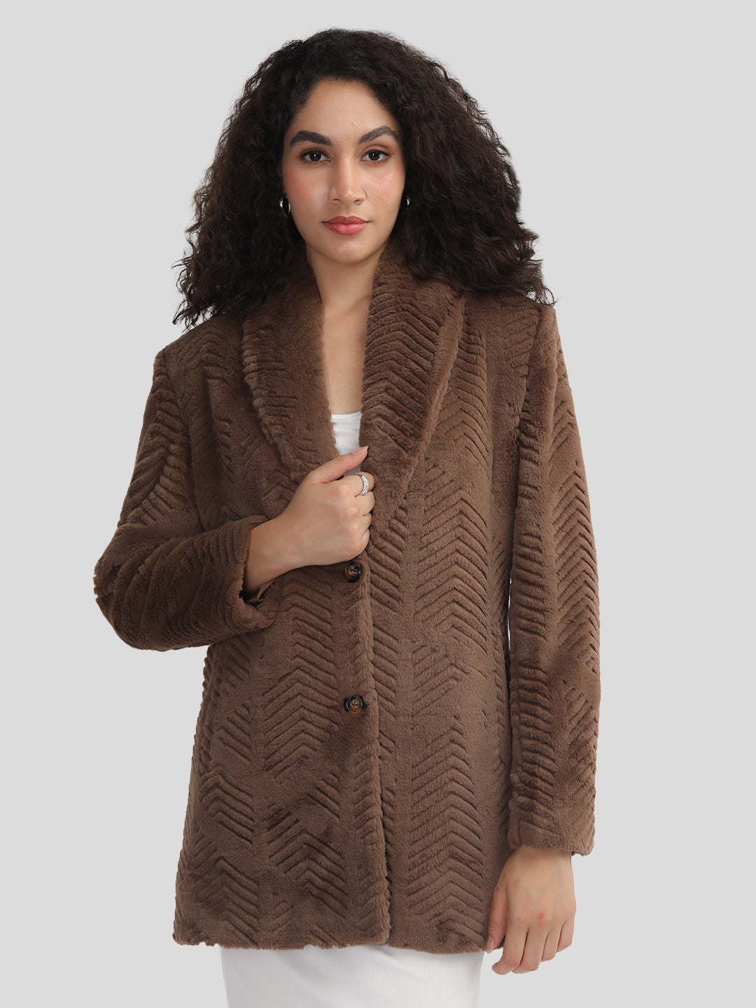 Dark Brown Faux Furr Winter Coat