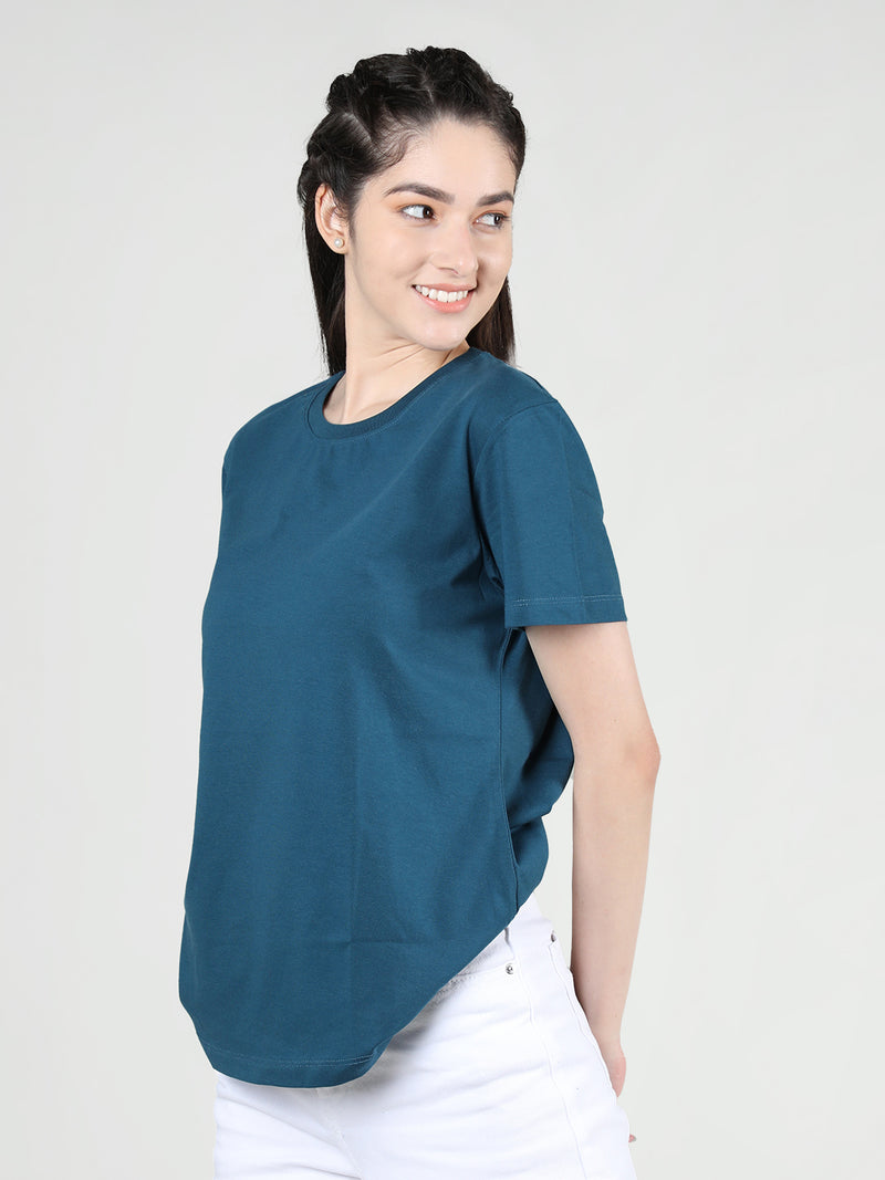 Women Cotton Half Sleeve Loose Fit T-Shirt