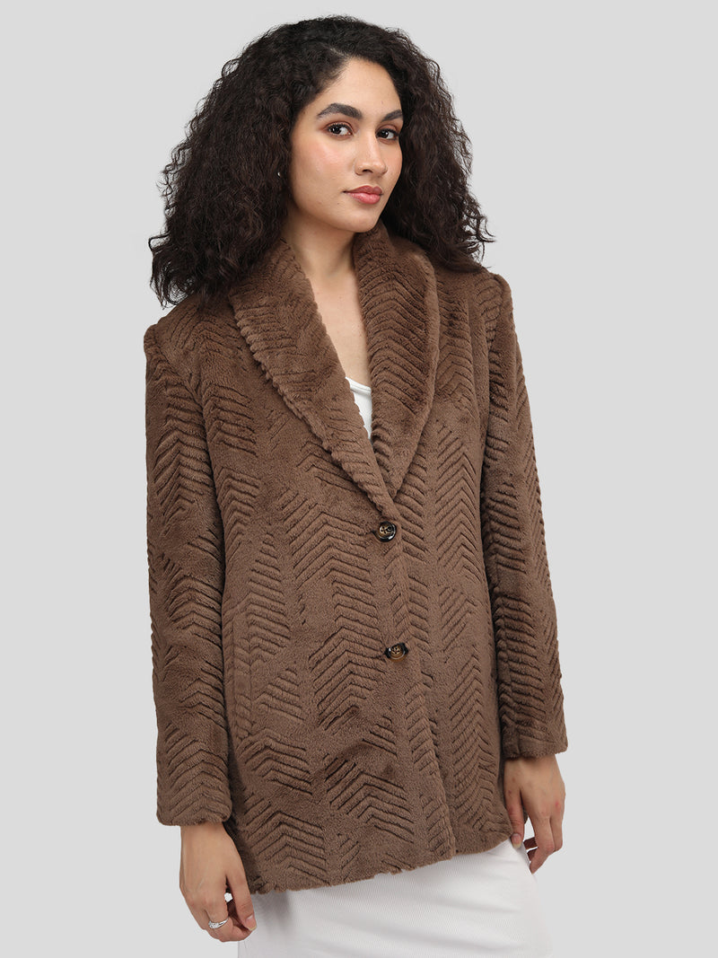 Dark Brown Faux Furr Winter Coat
