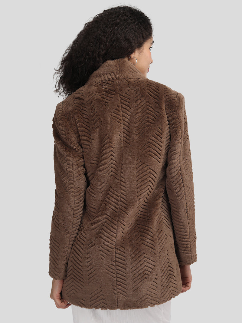 Dark Brown Faux Furr Winter Coat