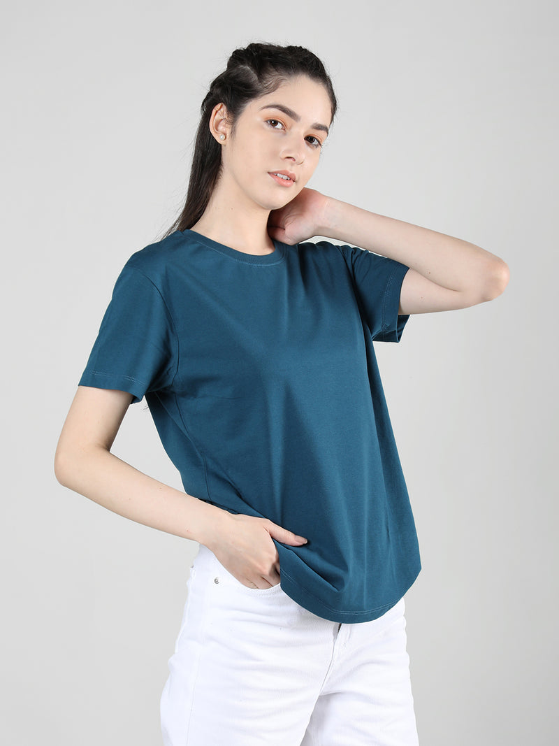 Women Cotton Half Sleeve Loose Fit T-Shirt