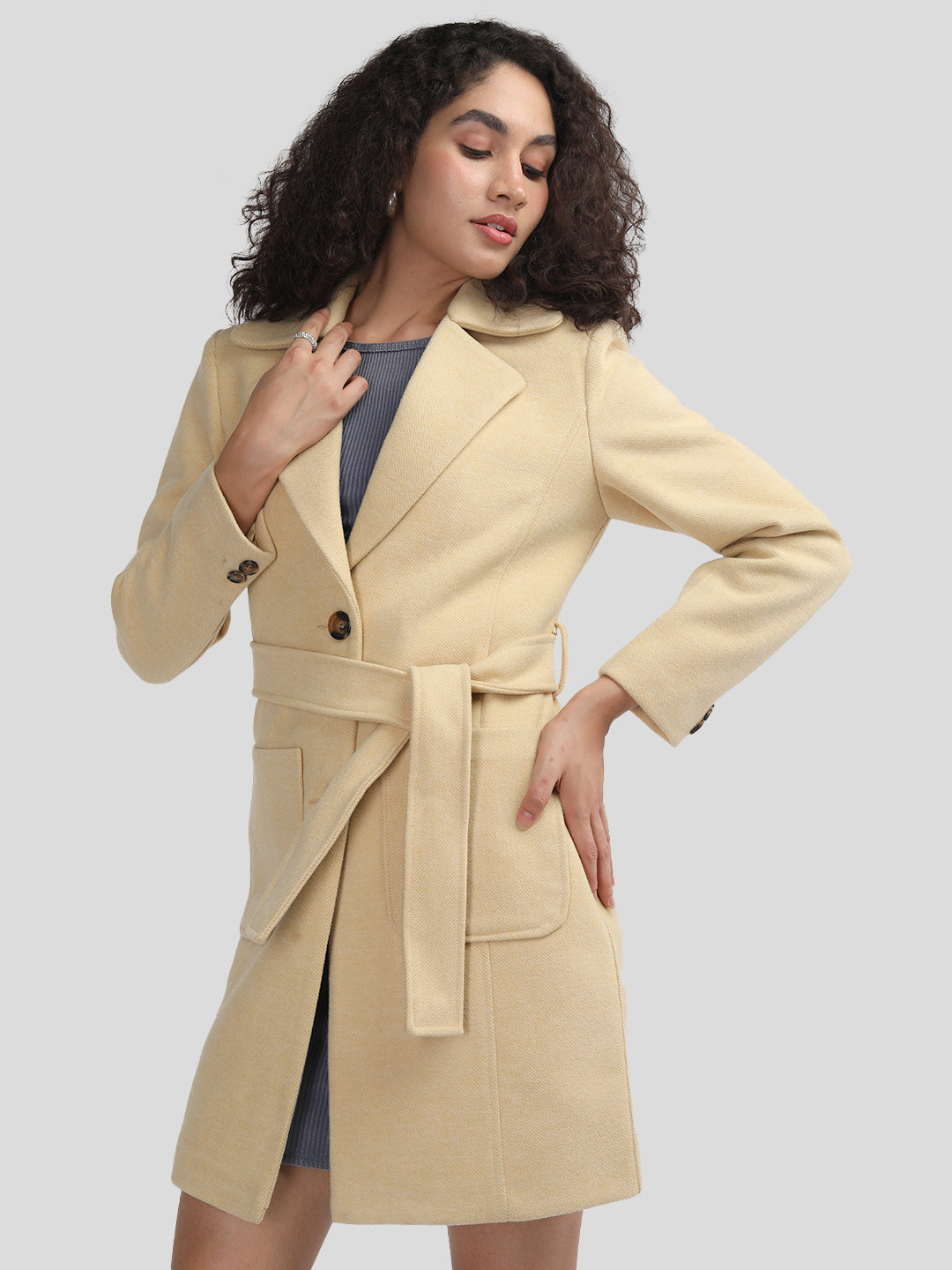 PLAGG Women Winter Stylish Coat - Pastelyellow