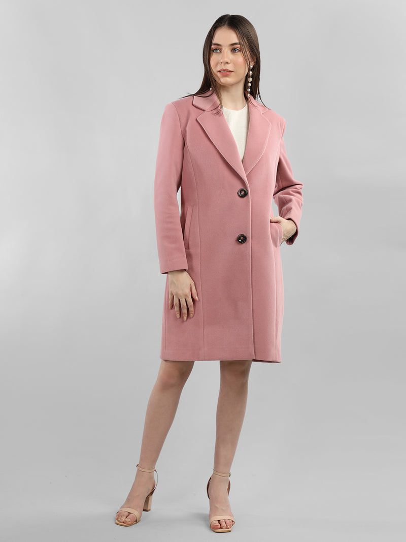 Pastel Pink Longlength Winter Trench Coat
