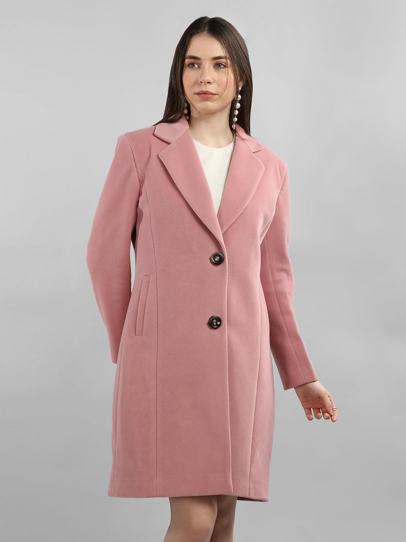 Pastel Pink Longlength Winter Trench Coat