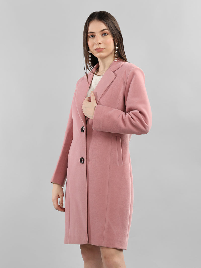 Pastel Pink Longlength Winter Trench Coat
