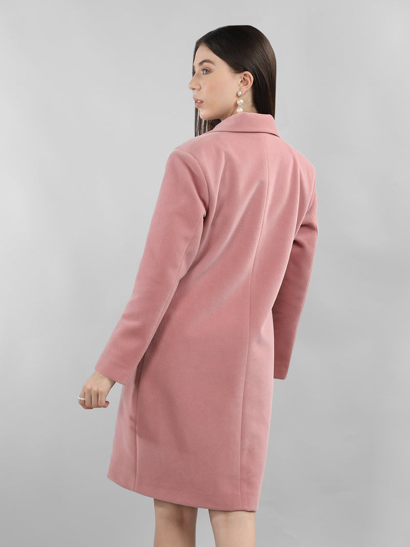 Pastel Pink Longlength Winter Trench Coat