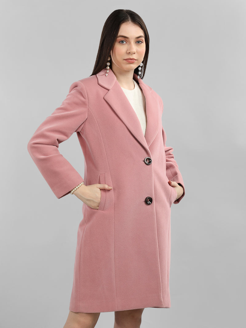 Pastel Pink Longlength Winter Trench Coat