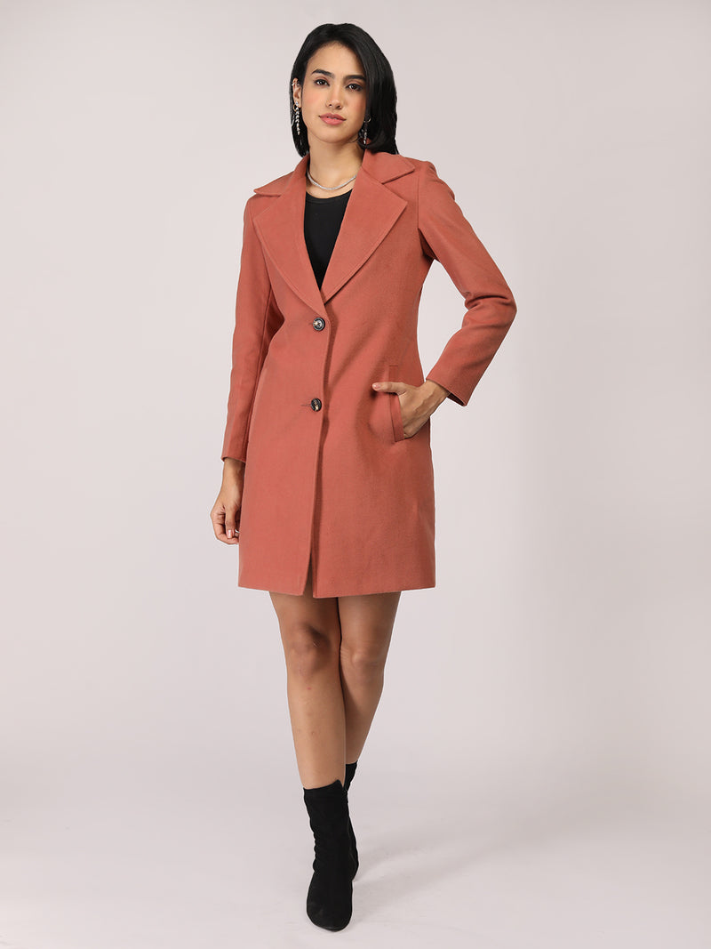 Brown Rust Longline Winter Trench Coat