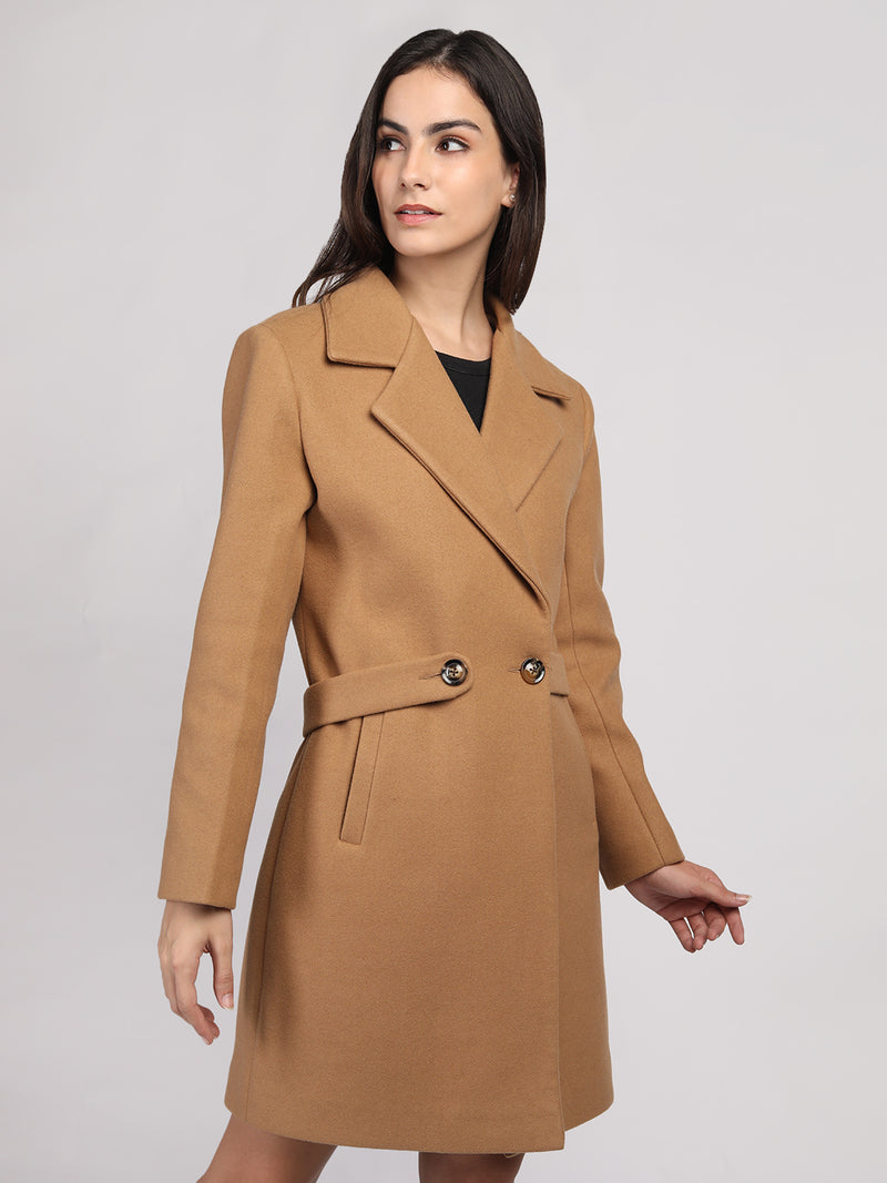 Khaki Belted Premium Woolen Overcoat