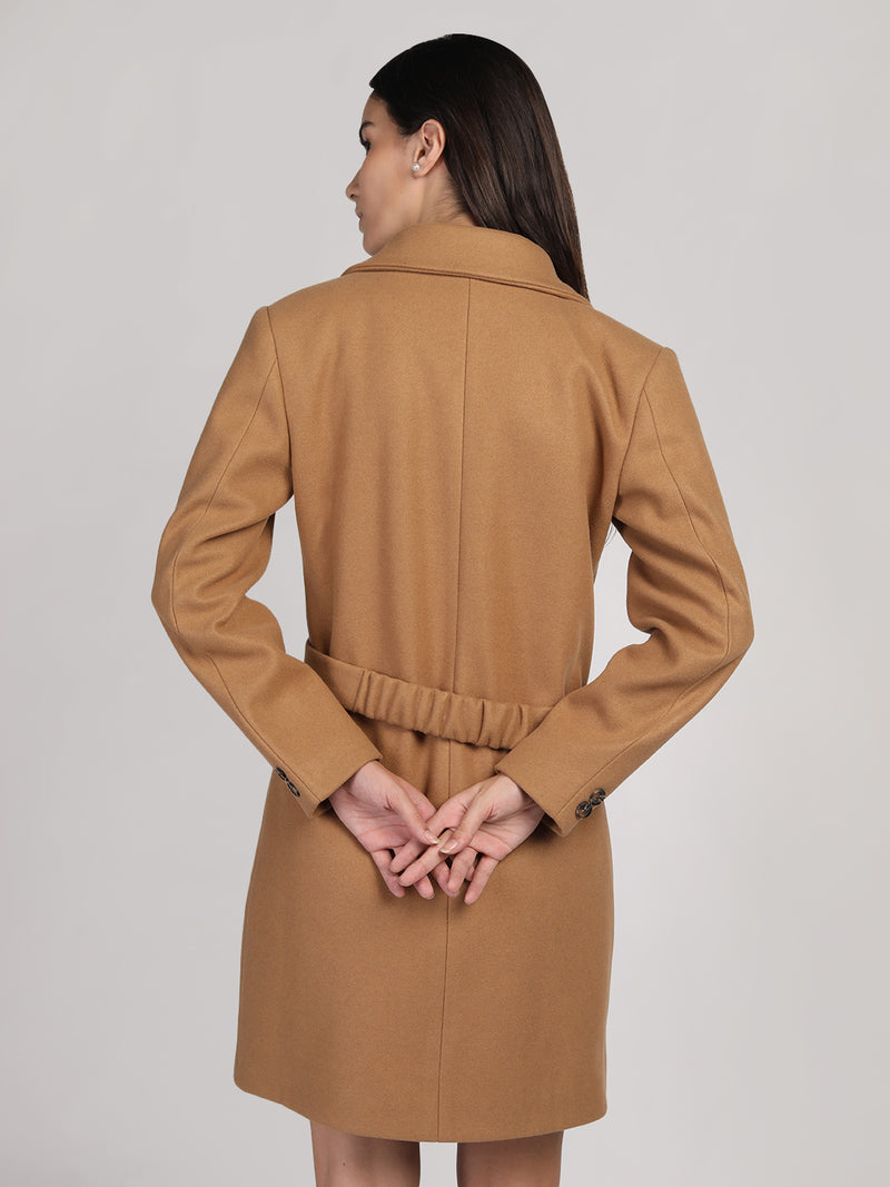 Khaki Belted Premium Woolen Overcoat