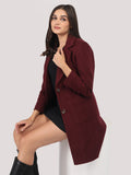 Wine Longline Belted Winter Trench Coat