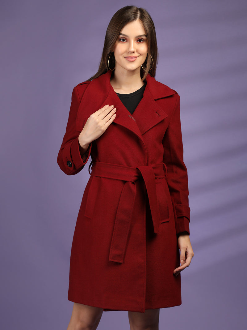 Red Muffler Collar Winter Overcoat
