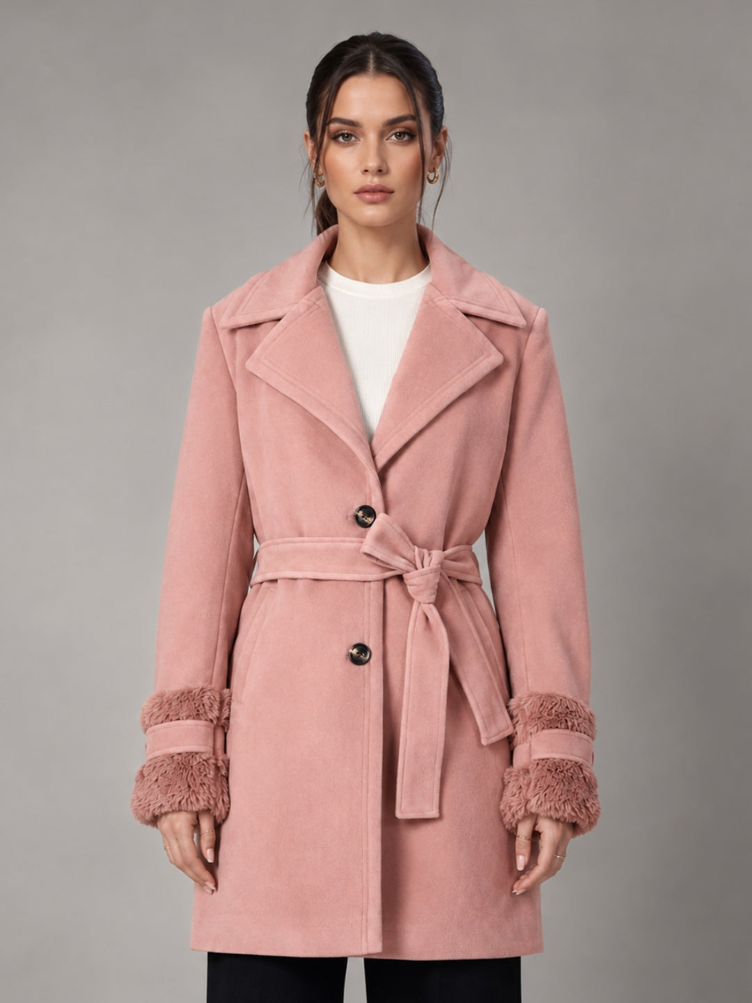 Pink Long Trench Coat