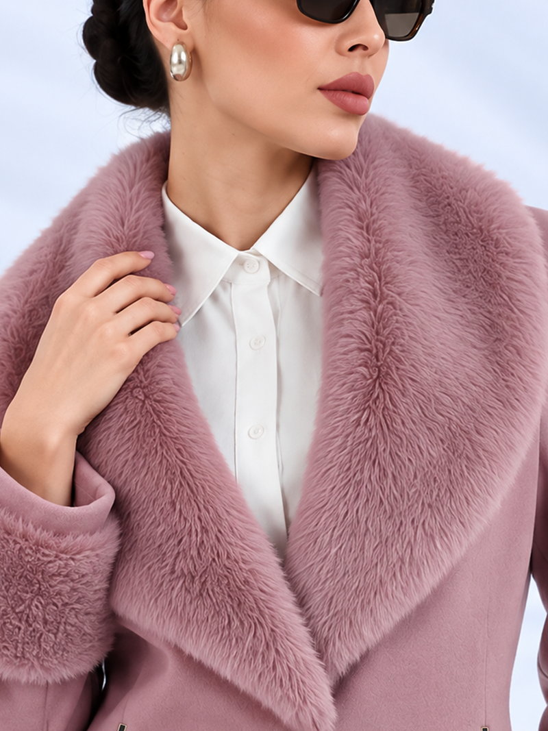 Lilac Faux Fur Long Coat