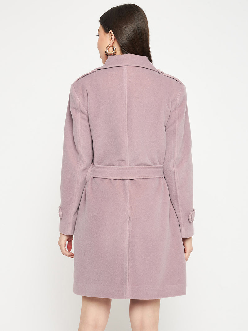 Tweed Belted Longline Winter Overcoat- FRENCH LILAC