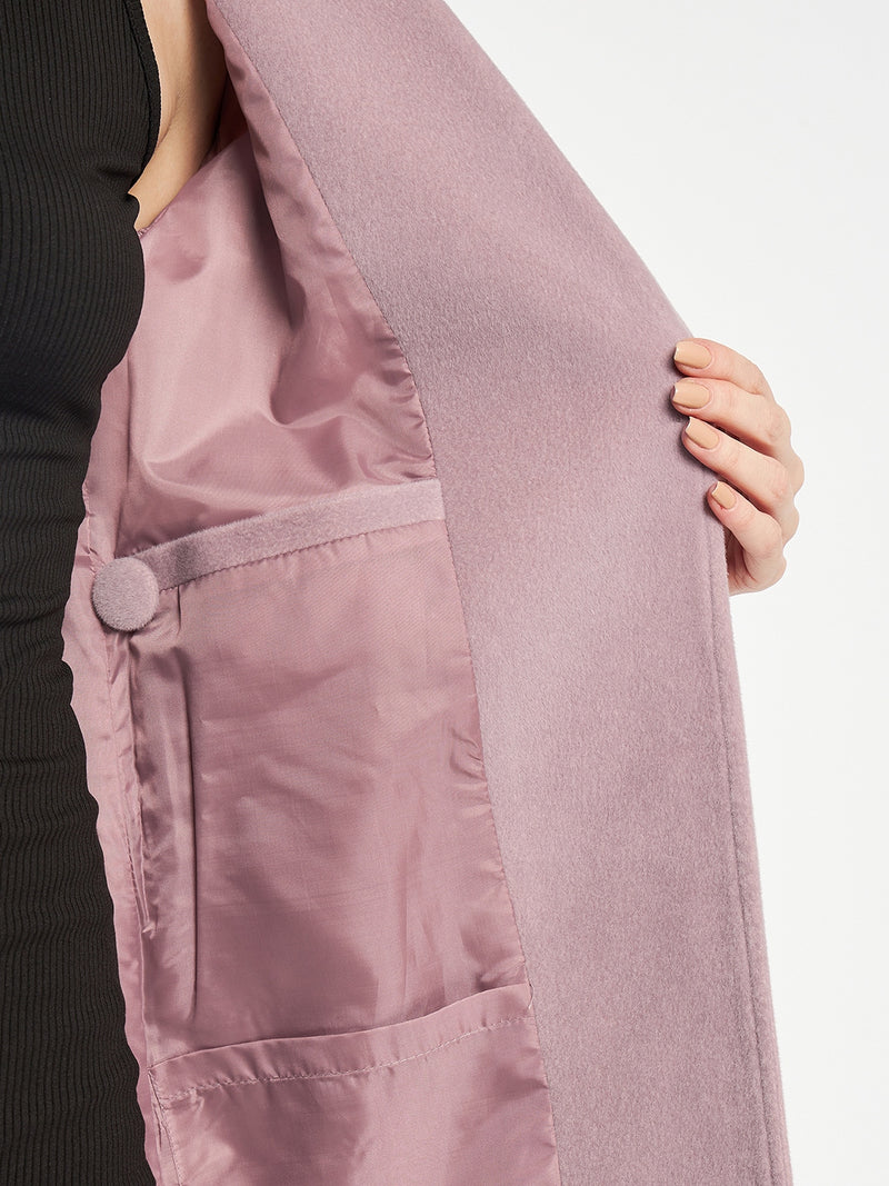 Tweed Belted Longline Winter Overcoat- FRENCH LILAC