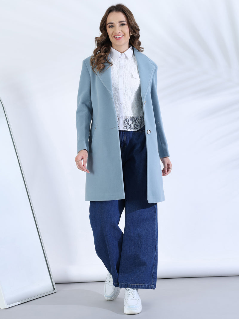 Sky Blue Longline Overcoat