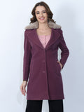 Plum Faux Fur Collar Winter Coat