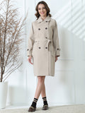 Light Beige Double-Breasted Belted Trench Coat