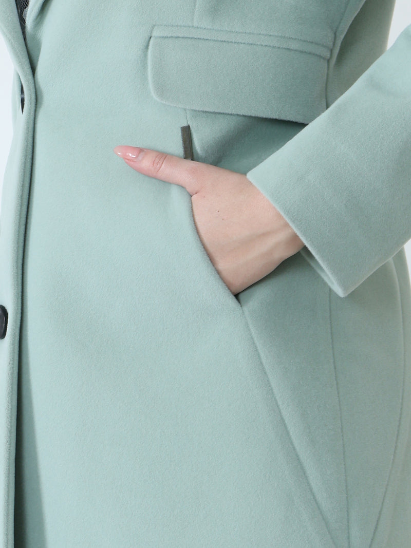 Mint Faux Fur Collar Coat