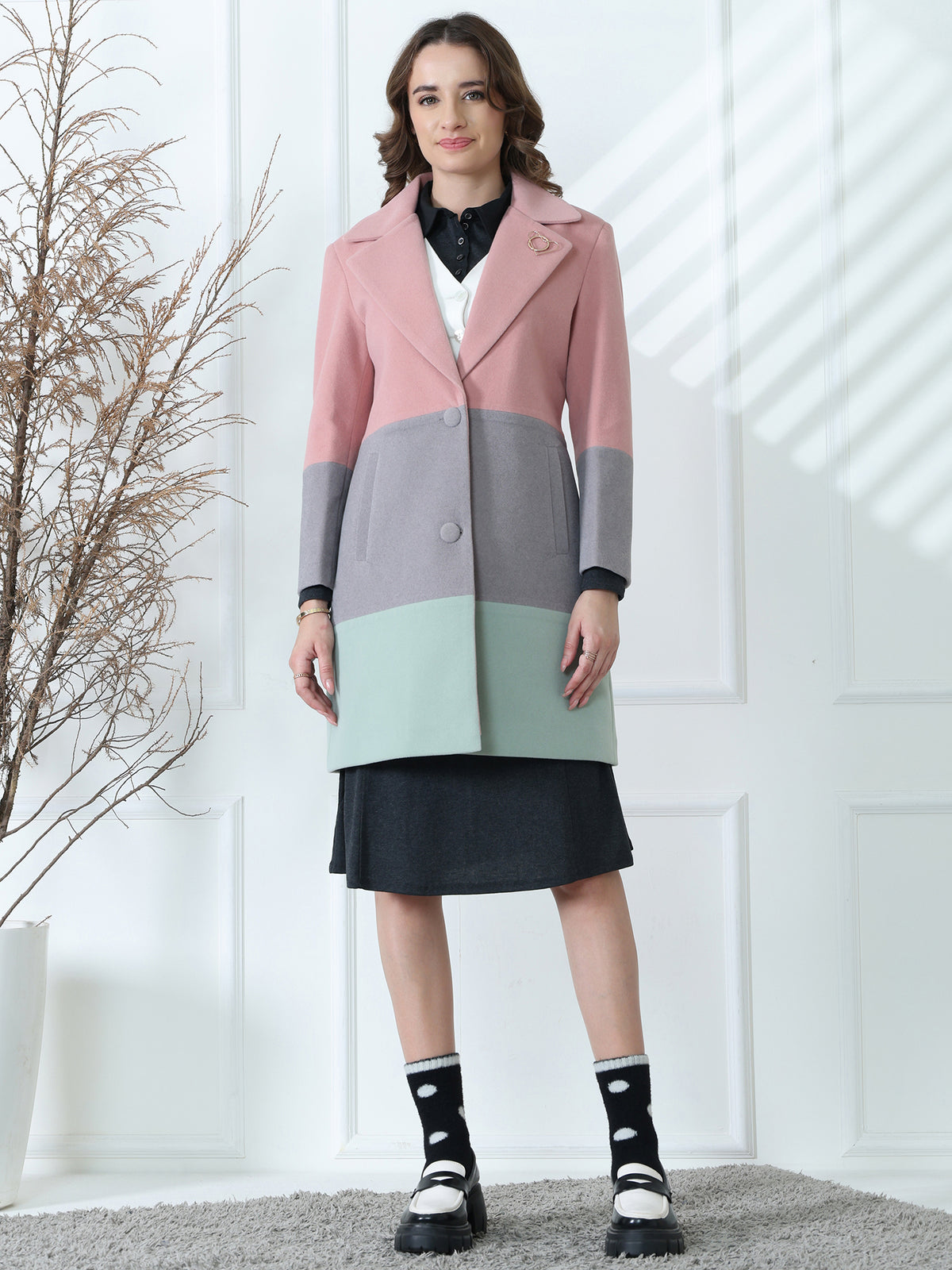 Multicolor Long Winter Coat