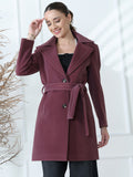 Plum Belted Winter Trench Coat