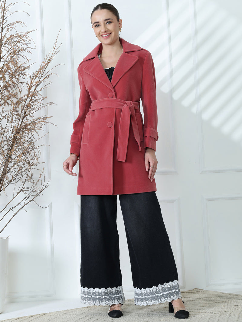 Blush Belted Long Coat