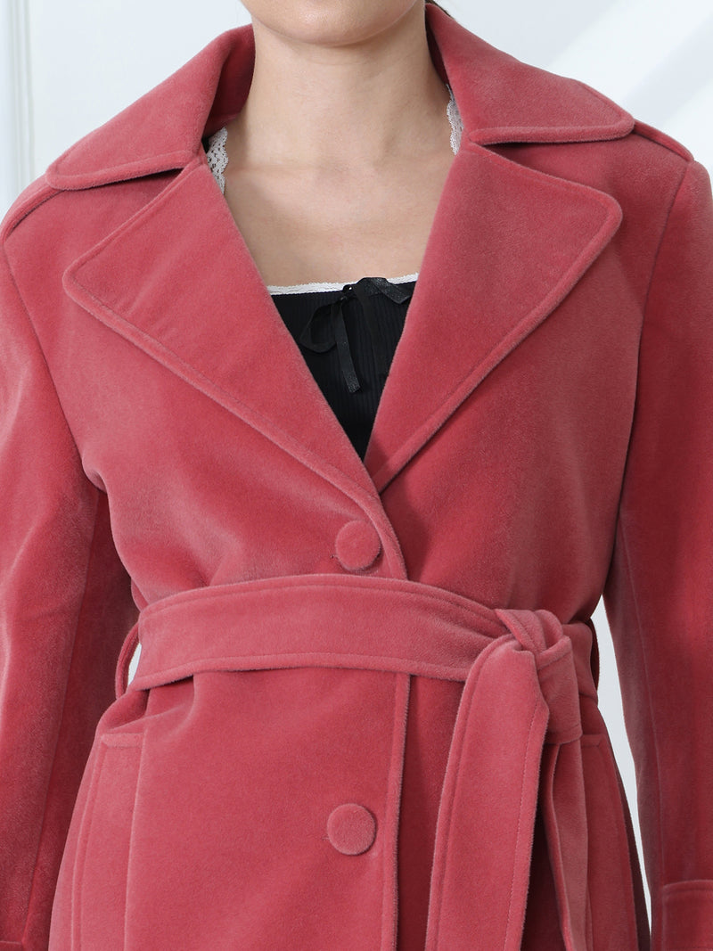 Blush Belted Long Coat