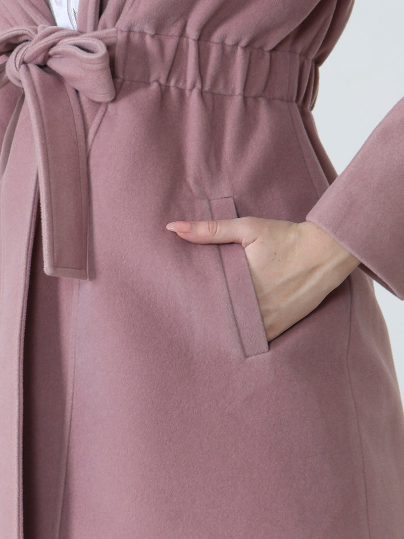 Nude Pink Belted Overcoat