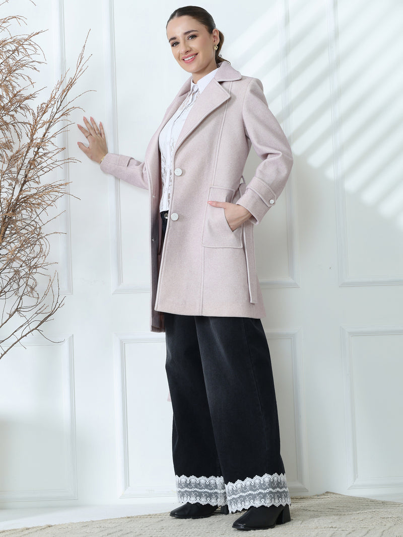 Baby Pink Winter Trench Coat