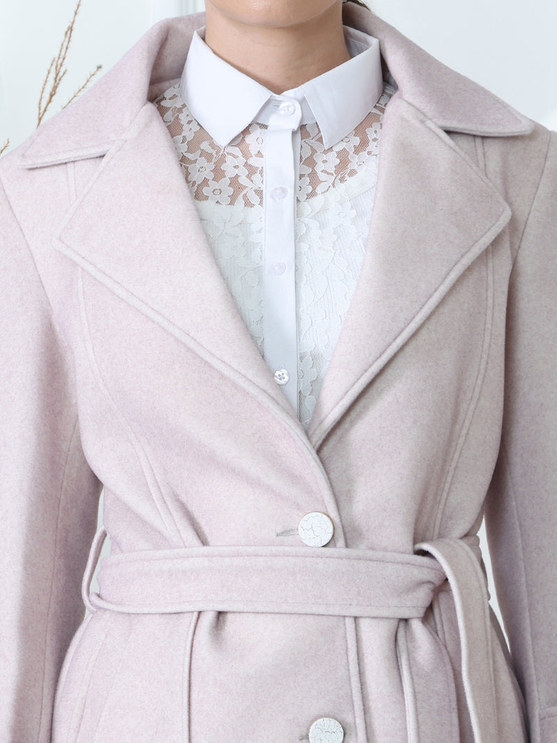 Baby Pink Winter Trench Coat