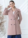 Pink Double-Breasted Long Coat