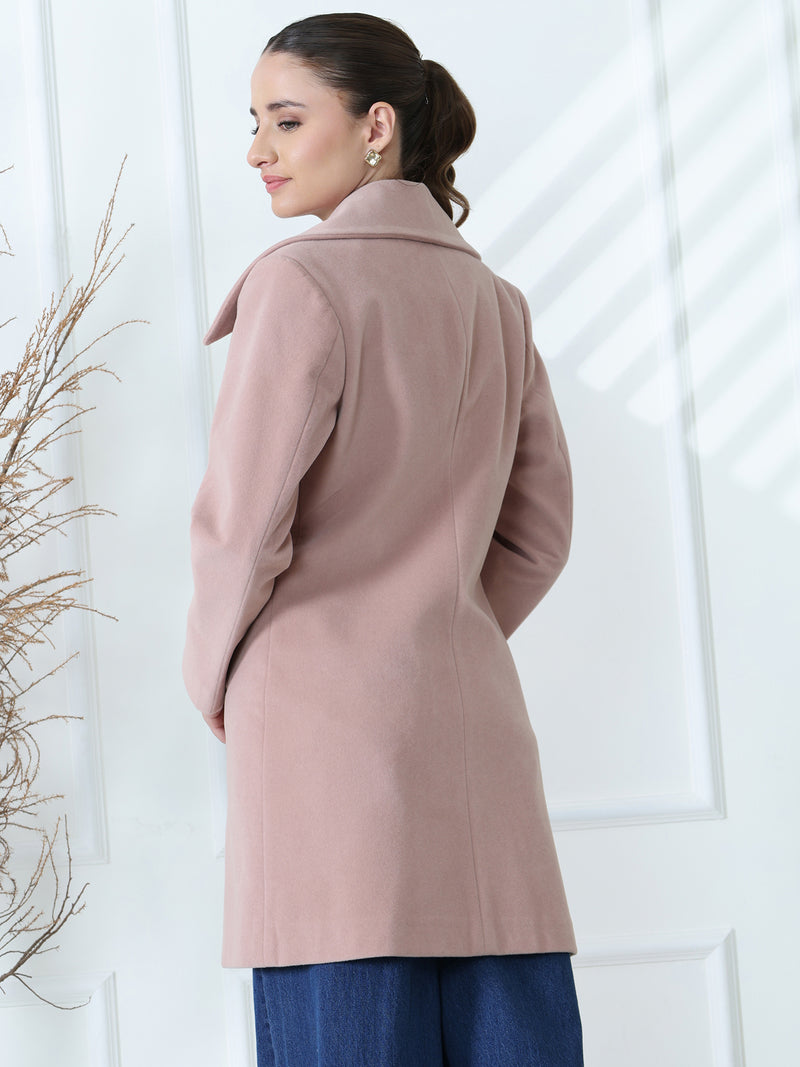 Pink Double-Breasted Long Coat