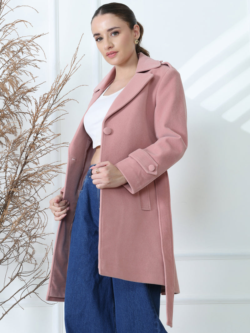 Soft Pink Long Trench Coat