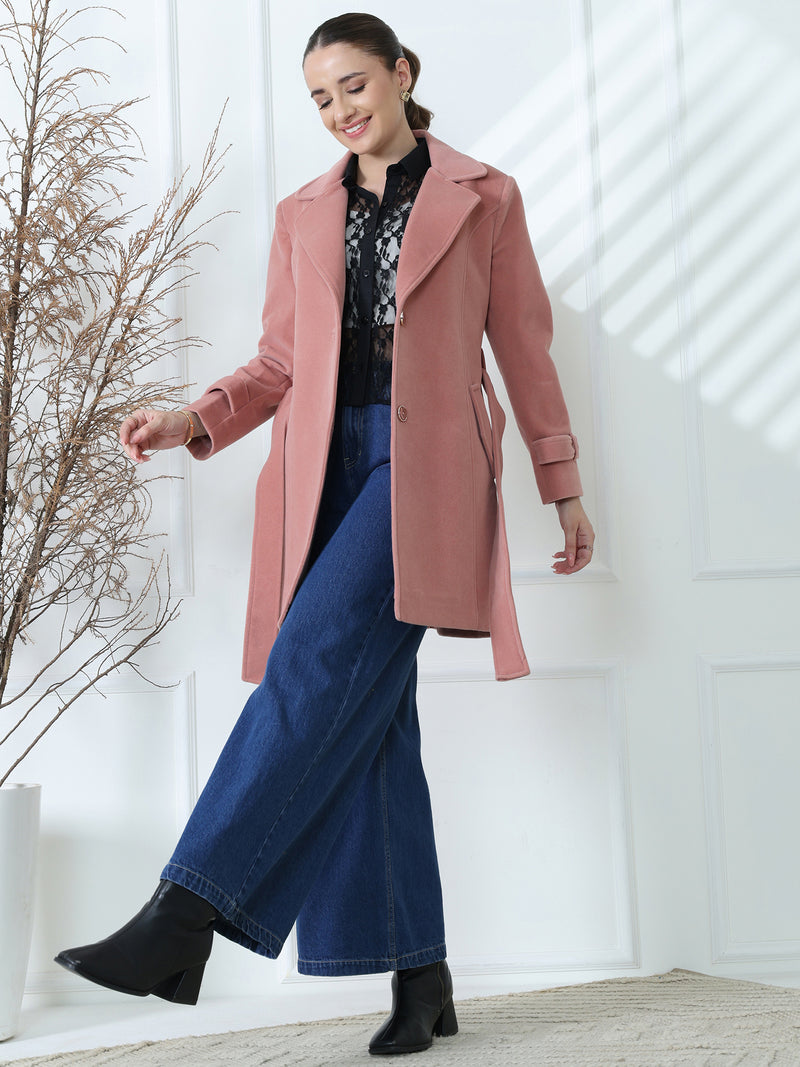 Soft Rose Belted Trench Coat