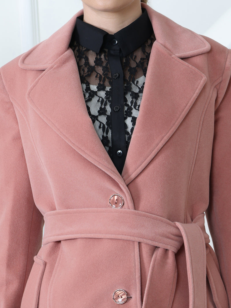 Soft Rose Belted Trench Coat