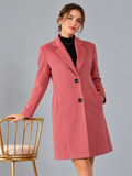 Blush Notched Lapel Winter Trench Coat