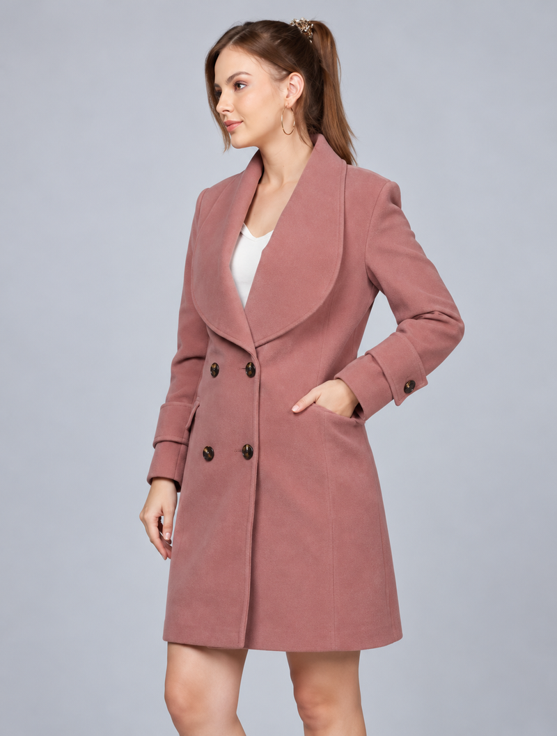 Lilac Longline Doublebreasted Winter Trench Coat