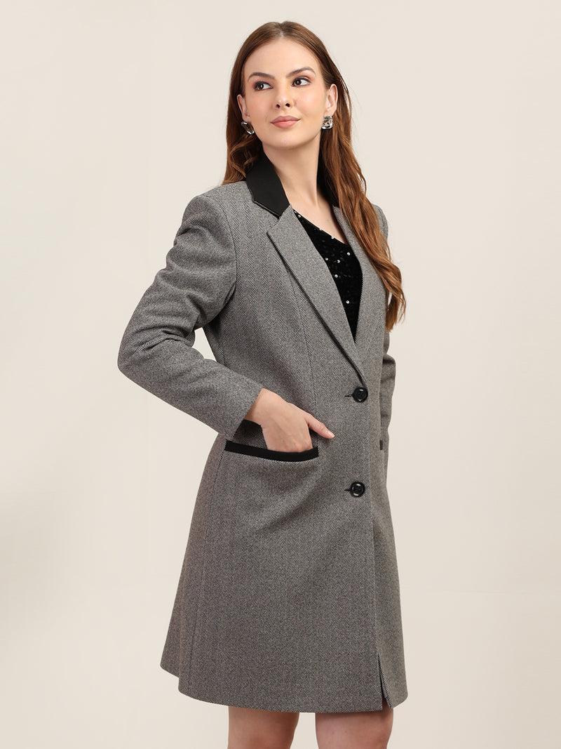 Black Jacquard Premium Winter Overcoat