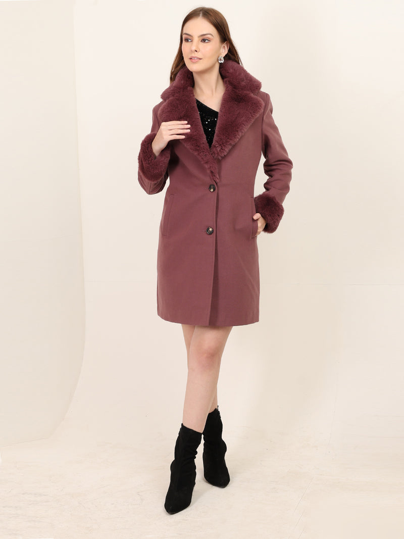 Faux Fur Collar Longline Trench Coat Pack of 2