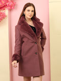 Mulberry Faux Fur Collar Longline Trench Coat