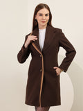 Brown Longline Winter Woolen Coat