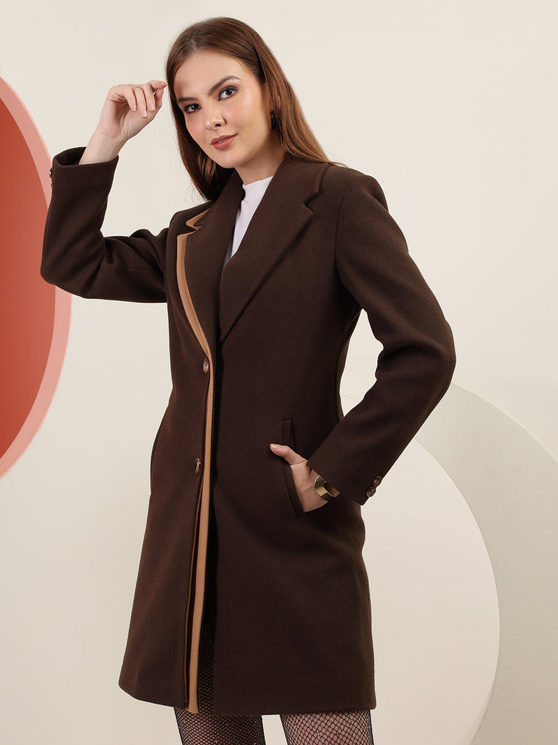 Brown Longline Winter Woolen Coat