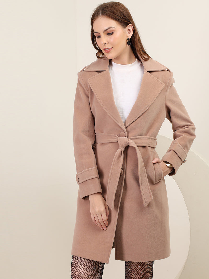 Fawn Longline Belted Winter Overcoat