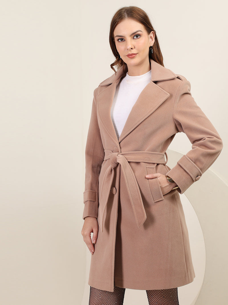 Fawn Longline Belted Winter Overcoat