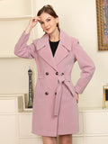 Lavender Longline Belted Doublebreasted Trench Coat