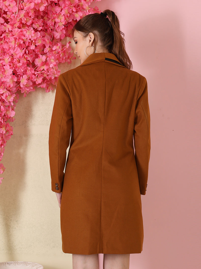 Brown Longline Winter Woolen Coat