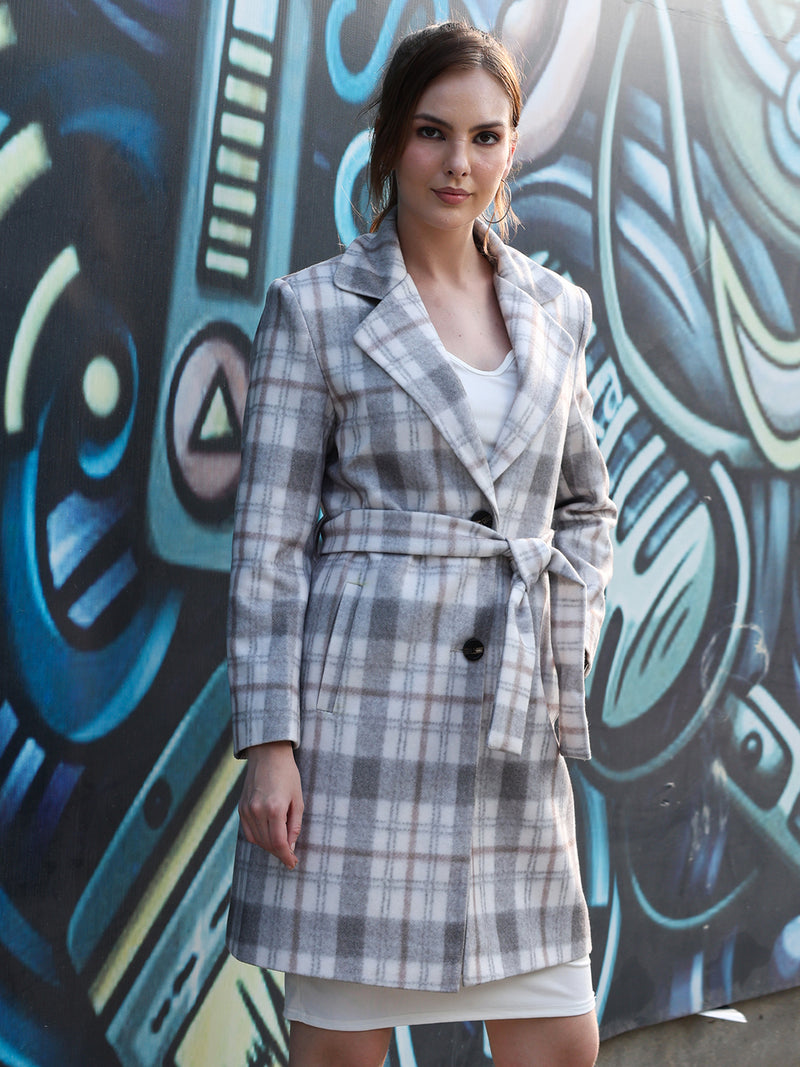 White Brown Premium Belted Winter Trench Coat