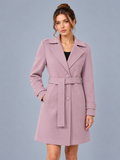 Tweed Belted Longline Winter Overcoat- FRENCH LILAC