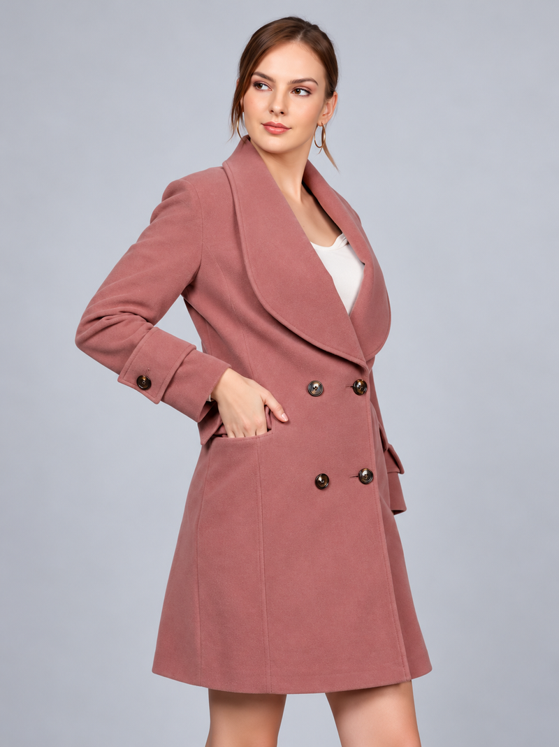 Lilac Longline Doublebreasted Winter Trench Coat